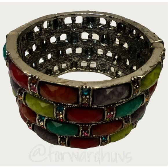 Multi-Colored Hinge Bracelet with Rhinestone - Picture 8 of 9